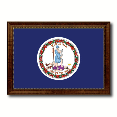 Virginia State Flag Texture Canvas Print with Black Picture Frame Home Decor Man Cave Wall Art Collectible Decoration Artwork Gifts
