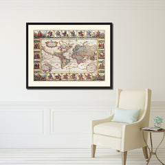 Geographic Vintage Antique Map Wall Art Home Decor Gift Ideas Canvas Print Custom Picture Frame