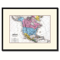 North America Canada Mexico Vintage Antique Map Wall Art Home Decor Gift Ideas Canvas Print Custom Picture Frame