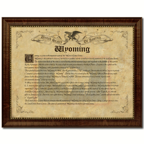 Wyoming Vintage History Flag Canvas Print, Picture Frame Gift Ideas Home Décor Wall Art Decoration