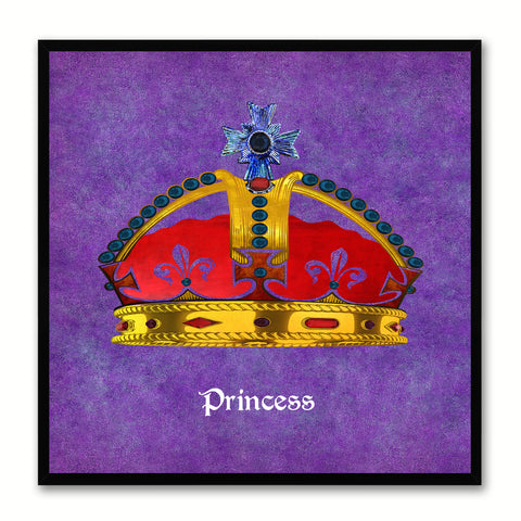 Princess Purple Canvas Print Black Frame Kids Bedroom Wall Home Décor