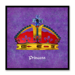 Princess Purple Canvas Print Black Frame Kids Bedroom Wall Home Décor