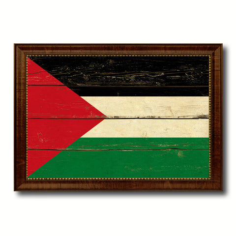Paalestinian Country Flag Vintage Canvas Print with Brown Picture Frame Home Decor Gifts Wall Art Decoration Artwork