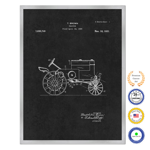 1931 Tractor Old Patent Art Print on Canvas Custom Framed Vintage Home Decor Wall Decoration Great for Gifts