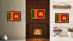 Sri Lanka Country Flag Vintage Canvas Print with Brown Picture Frame Home Decor Gifts Wall Art Decoration Artwork