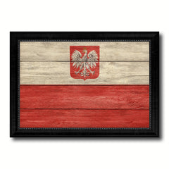 Poland Country Flag Texture Canvas Print with Black Picture Frame Home Decor Wall Art Decoration Collection Gift Ideas