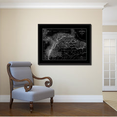 Columbia Venezuela Guianna Vintage Monochrome Map Canvas Print, Gifts Picture Frames Home Decor Wall Art