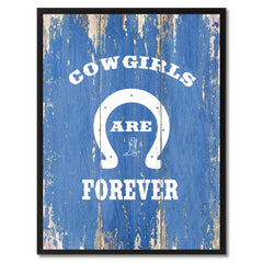 Cowgirls Are Forever Saying Canvas Print, Black Picture Frame Home Decor Wall Art Gifts