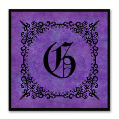 Alphabet G Purple Canvas Print Black Frame Kids Bedroom Wall Décor Home Art