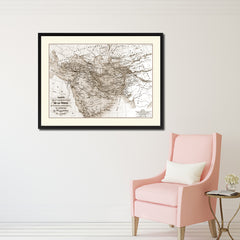 Persia Arabia Iraq Iran Vintage Sepia Map Canvas Print, Picture Frame Gifts Home Decor Wall Art Decoration