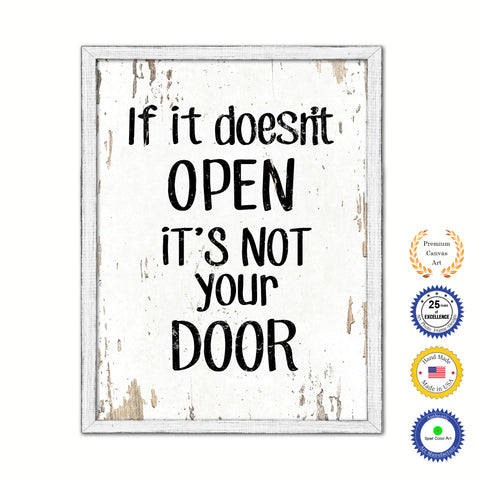 If It Doesn't Open It's Not Your Door Vintage Saying Gifts Home Decor Wall Art Canvas Print with Custom Picture Frame