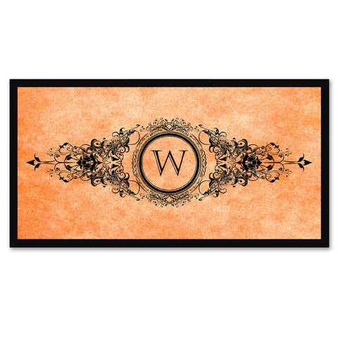 Alphabet Letter W Orange Canvas Print, Black Custom Frame