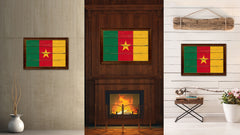 Cameroon Country Flag Vintage Canvas Print with Brown Picture Frame Home Decor Gifts Wall Art Decoration Artwork