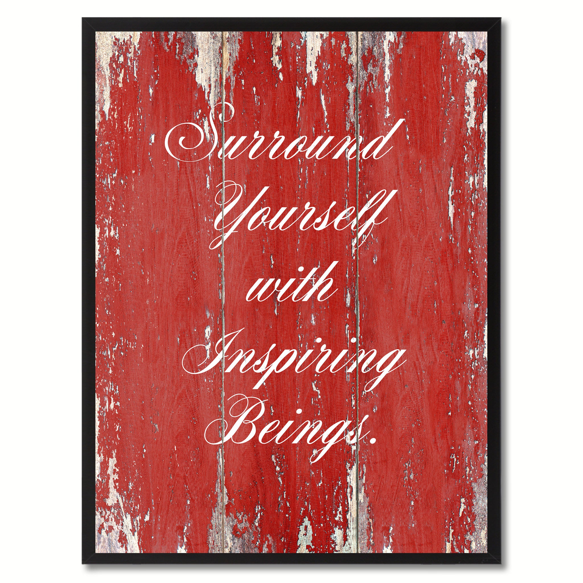 Surround Yourself With Inspiring Beings Saying Canvas Print, Black Picture Frame Home Decor Wall Art Gifts