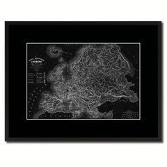 Europe Geological Vintage Monochrome Map Canvas Print, Gifts Picture Frames Home Decor Wall Art