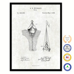 1878 Buoy Old Patent Art Print on Canvas Custom Framed Vintage Home Decor Wall Decoration Great for Gifts