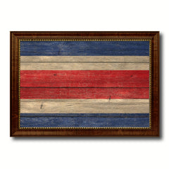 Costa Rica Country Flag Texture Canvas Print with Brown Custom Picture Frame Home Decor Gift Ideas Wall Art Decoration