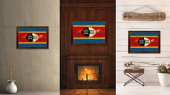 Swaziland Country Flag Vintage Canvas Print with Brown Picture Frame Home Decor Gifts Wall Art Decoration Artwork