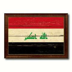 Iraq Country Flag Vintage Canvas Print with Brown Picture Frame Home Decor Gifts Wall Art Decoration Artwork