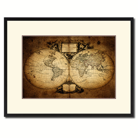 World Vintage Antique Map Wall Art Home Decor Gift Ideas Canvas Print Custom Picture Frame