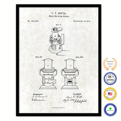 1901 Base Burning Stove Old Patent Art Print on Canvas Custom Framed Vintage Home Decor Wall Decoration Great for Gifts
