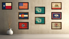 Seattle City Washington State Vintage Flag Canvas Print Brown Picture Frame