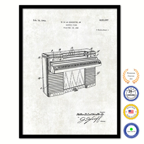 1940 Electric Piano Old Patent Art Print on Canvas Custom Framed Vintage Home Decor Wall Decoration Great for Gifts