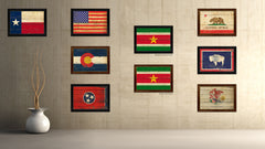 Suriname Country Flag Vintage Canvas Print with Brown Picture Frame Home Decor Gifts Wall Art Decoration Artwork