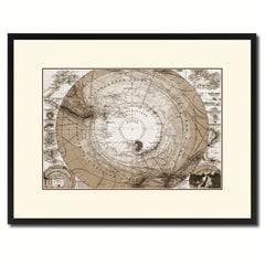 Antarctica South Pole Vintage Sepia Map Canvas Print, Picture Frame Gifts Home Decor Wall Art Decoration