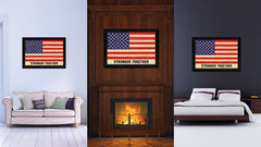 Stronger Together Vintage America USA Flag Canvas Print Black Picture Frame Home Decor Wall Art Gift Ideas