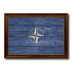 Nato Country Flag Texture Canvas Print with Brown Custom Picture Frame Home Decor Gift Ideas Wall Art Decoration