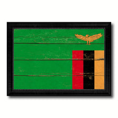 Zambia Country Flag Vintage Canvas Print with Black Picture Frame Home Decor Gifts Wall Art Decoration Artwork