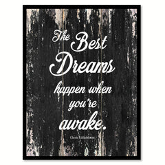 The best dreams happen when you're awake Quote Saying Canvas Print with Picture Frame Home Decor Wall Art