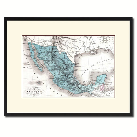 Mexico Vintage Antique Map Wall Art Home Decor Gift Ideas Canvas Print Custom Picture Frame