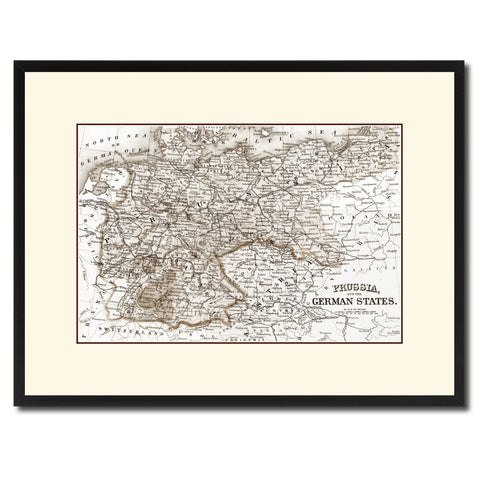 Prussia Germany Vintage Sepia Map Canvas Print, Picture Frame Gifts Home Decor Wall Art Decoration