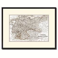 Prussia Germany Vintage Sepia Map Canvas Print, Picture Frame Gifts Home Decor Wall Art Decoration