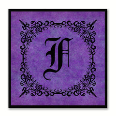 Alphabet F Purple Canvas Print Black Frame Kids Bedroom Wall Décor Home Art