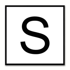 Alphabet S White Canvas Print Black Frame Kids Bedroom Wall Décor Home Art