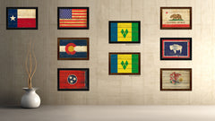 Saint Vincent & the Grenadines Country Flag Vintage Canvas Print with Brown Picture Frame Home Decor Gifts Wall Art Decoration Artwork