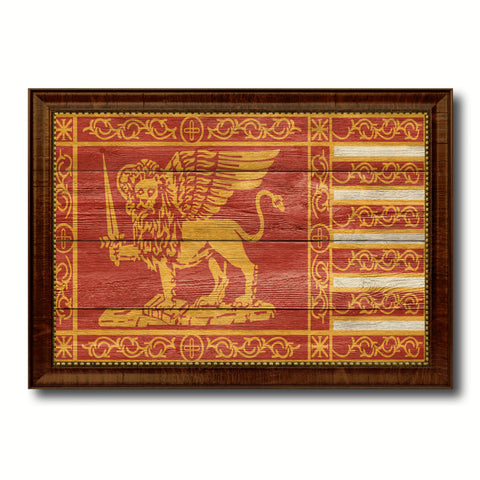 Republic of Venice City Italy Country Texture Flag Canvas Print Brown Picture Frame