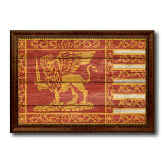 Republic of Venice City Italy Country Texture Flag Canvas Print Brown Picture Frame