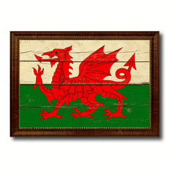 Wales Country Flag Vintage Canvas Print with Brown Picture Frame Home Decor Gifts Wall Art Decoration Artwork