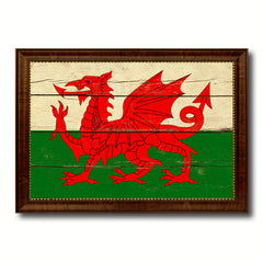 Wales Country Flag Vintage Canvas Print with Brown Picture Frame Home Decor Gifts Wall Art Decoration Artwork