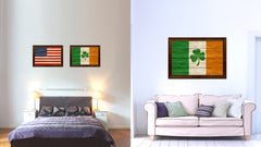 Ireland Saint Patrick Flag Texture Canvas Print with Brown Picture Frame Home Decor Wall Art Gifts