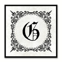 Alphabet G White Canvas Print Black Frame Kids Bedroom Wall Décor Home Art