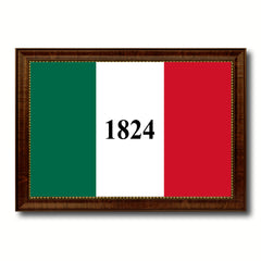Texas 1824 ALAMO Historical Battle Military Flag Canvas Print with Brown Picture Frame Home Decor Wall Art Gift Ideas