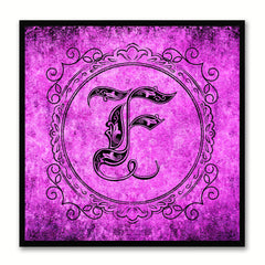 Alphabet F Purple Canvas Print Black Frame Kids Bedroom Wall Décor Home Art