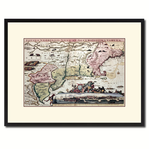 New England Vintage Antique Map Wall Art Home Decor Gift Ideas Canvas Print Custom Picture Frame