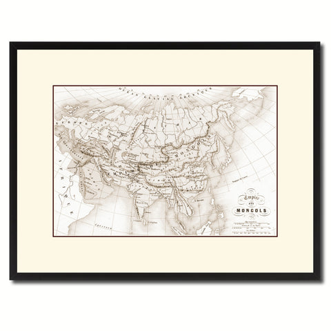 Mongolian Empire Asia Vintage Sepia Map Canvas Print, Picture Frame Gifts Home Decor Wall Art Decoration
