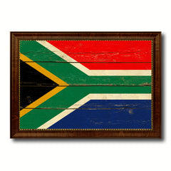 South Africa Country Flag Vintage Canvas Print with Brown Picture Frame Home Decor Gifts Wall Art Decoration Artwork